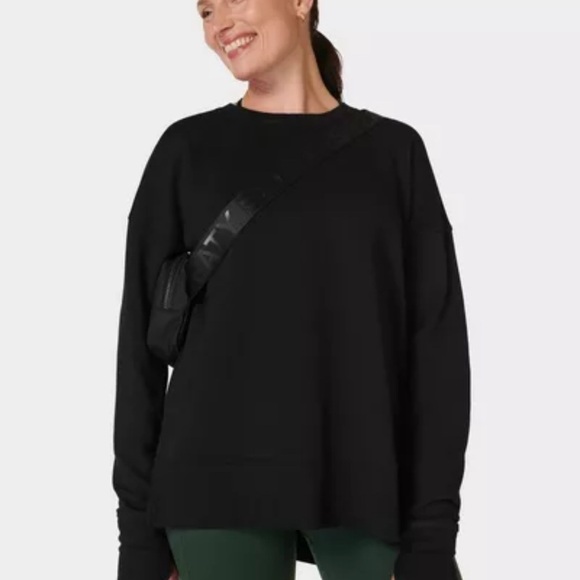 Sweaty Betty Black Longline sweatshirt size XS preowned - Picture 7 of 7